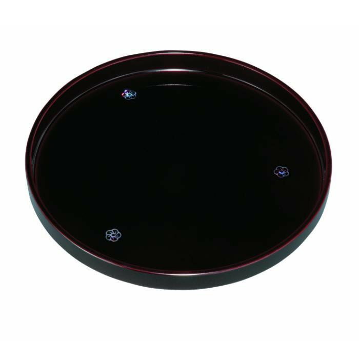 【ふるさと納税】丸盆 30cm 溜 貝張 やまと梅 ［YG468］ | 工芸品 日用品 キッチン お盆 送料無料 おすすめ 人気