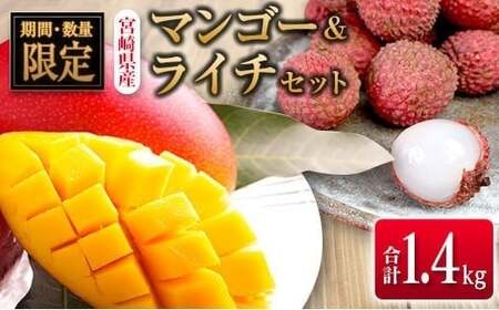 ◆宮崎県産 マンゴー＆ライチセット（合計約1.4kg）