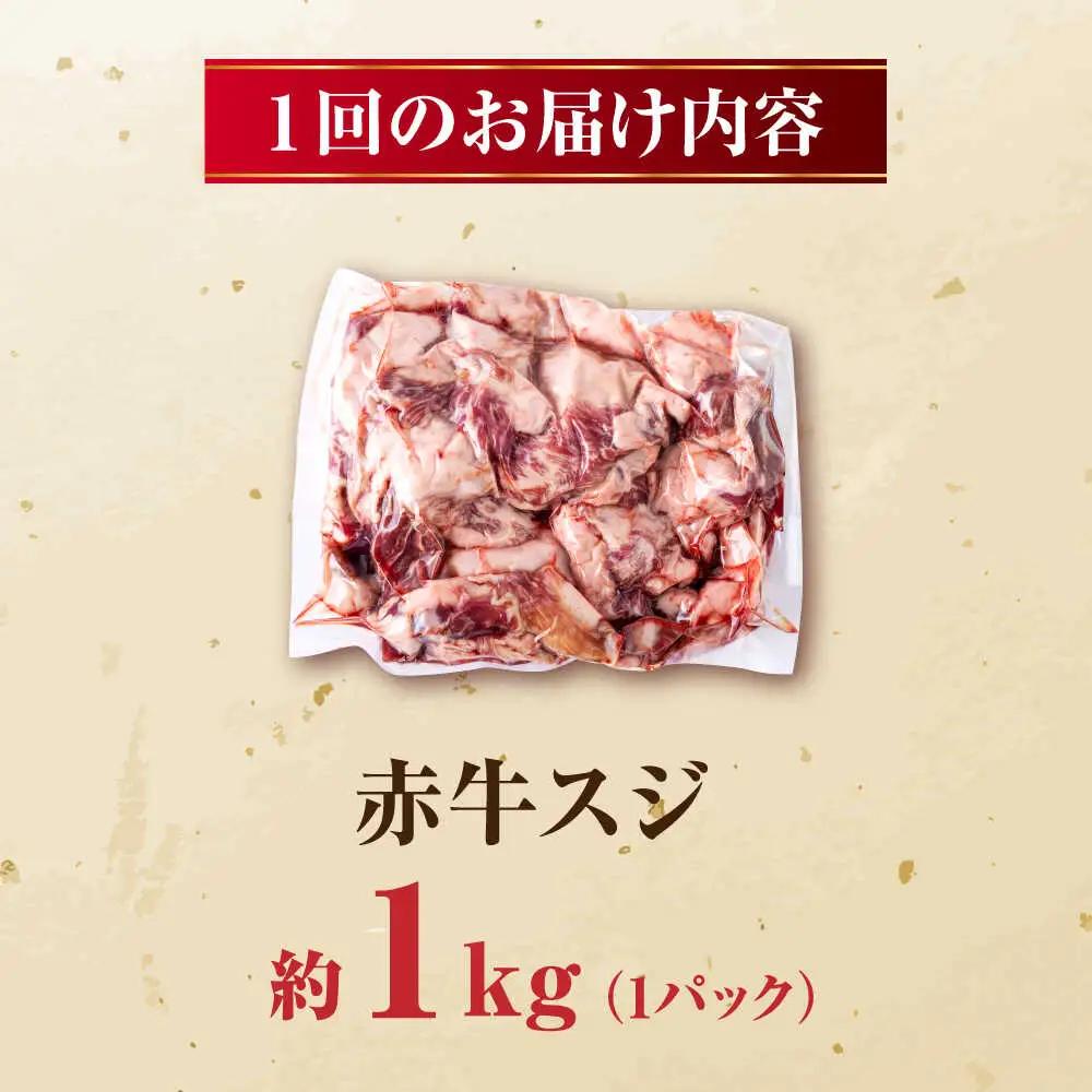 【全6回定期便】 赤牛 スジ 計6kg 1回あたり1kg / 牛スジ 和牛 熊本県産 冷凍[AYBV006]