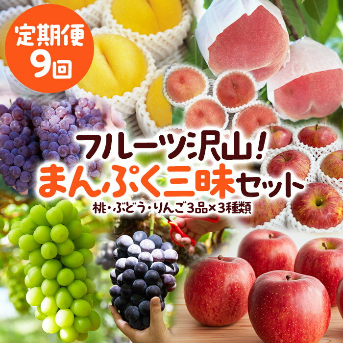 【ふるさと納税】【定期便9回】フルーツ沢山！まんぷく三昧セット (桃・ぶどう・りんご 3品目×3種類) 【令和7年産先行予約】FU23-849くだもの 果物 フルーツ 山形 山形県 山形市 お取り寄せ 2025年産