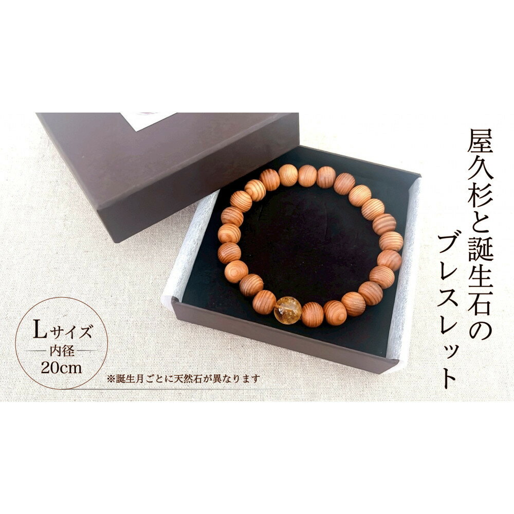 【ふるさと納税】屋久杉×誕生石ブレスレット【20cm (L)】【誕生月選択可】