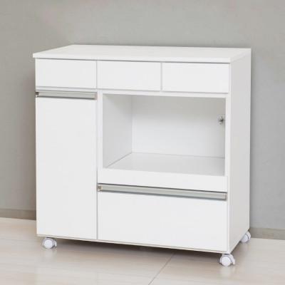 ふるさと納税 海南市 キャスター付きキッチンワゴン ホワイト 大型レンジ対応のレンジ台 完成品 AKU1013368