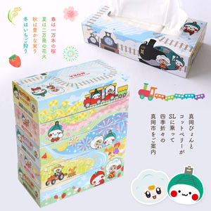【定期便12回】遊びにおいでよもおか！真岡市オリジナルBOXティッシュ5箱（1箱300枚150組）