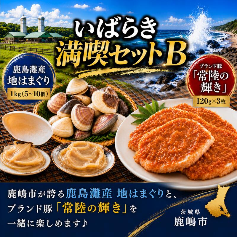 【ふるさと納税】 はまぐり 牛肉 豚肉 霜降り ブランド豚 味噌漬け ブタ セット 鹿島灘産 蛤 肉厚 BBQ 貝 貝類 霜降 三元豚 バーベキュー 共通返礼品 贈答用 プレゼント 贈答 贈り物 魚介類 常陸の輝き 肉 ポーク いばらき満喫セットB いばらき満喫セット 茨城県 鹿嶋市
