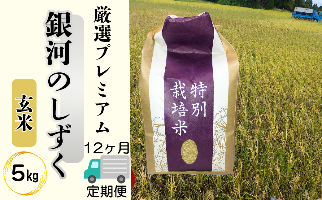 ＜令和8年産予約受付＞【12ヶ月定期便】銀河のしずく 厳選プレミアム 玄米 5kg 【2531】