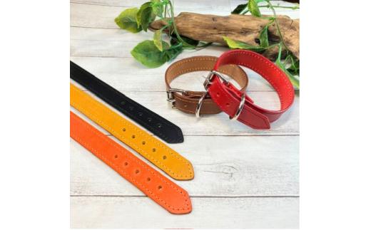 選べるサイズのイタリア本革犬首輪 (25㎜幅) 小型/中型/大型 犬用首輪 犬 首輪 本革 Sサイズ 赤