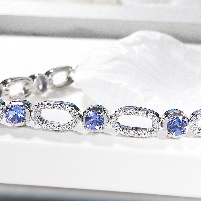 ブレスレット プラチナ PT900 ダイヤモンド 1.2ct タンザナイト ラウンド エリプス ダイヤブレスレット ゴージャス 丸 楕円 12月 誕生石 豪華 レディース ジュエリー【f293-ta-