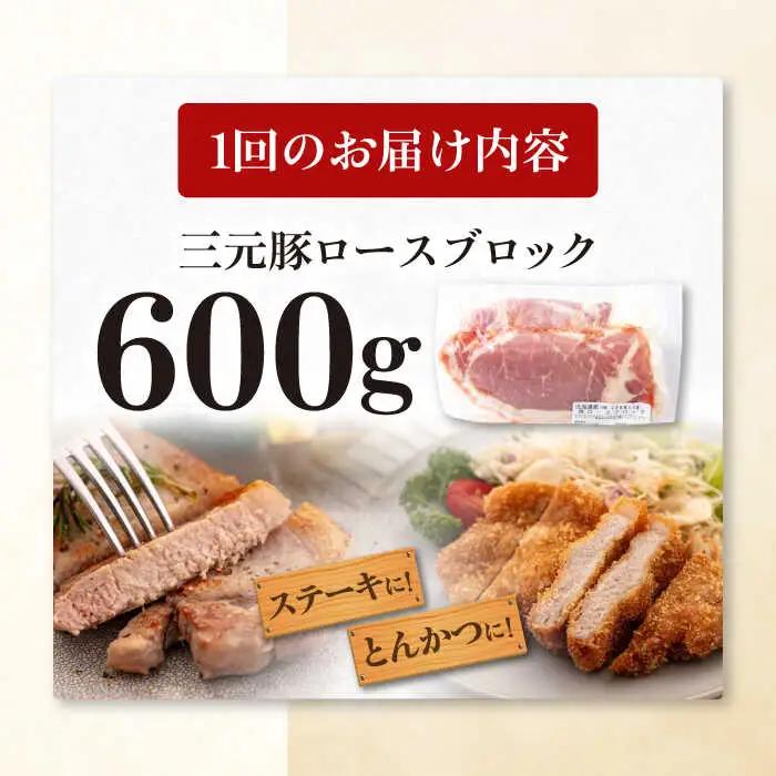 【全6回定期便】平田牧場 ロース ブロック 600g 豚肉 ローストポーク 煮豚 煮物 [AJAP096]