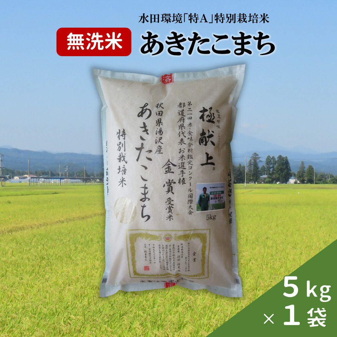 【ふるさと納税】【令和6年産米】特別栽培米あきたこまち　無洗米5kg[B6-2101]