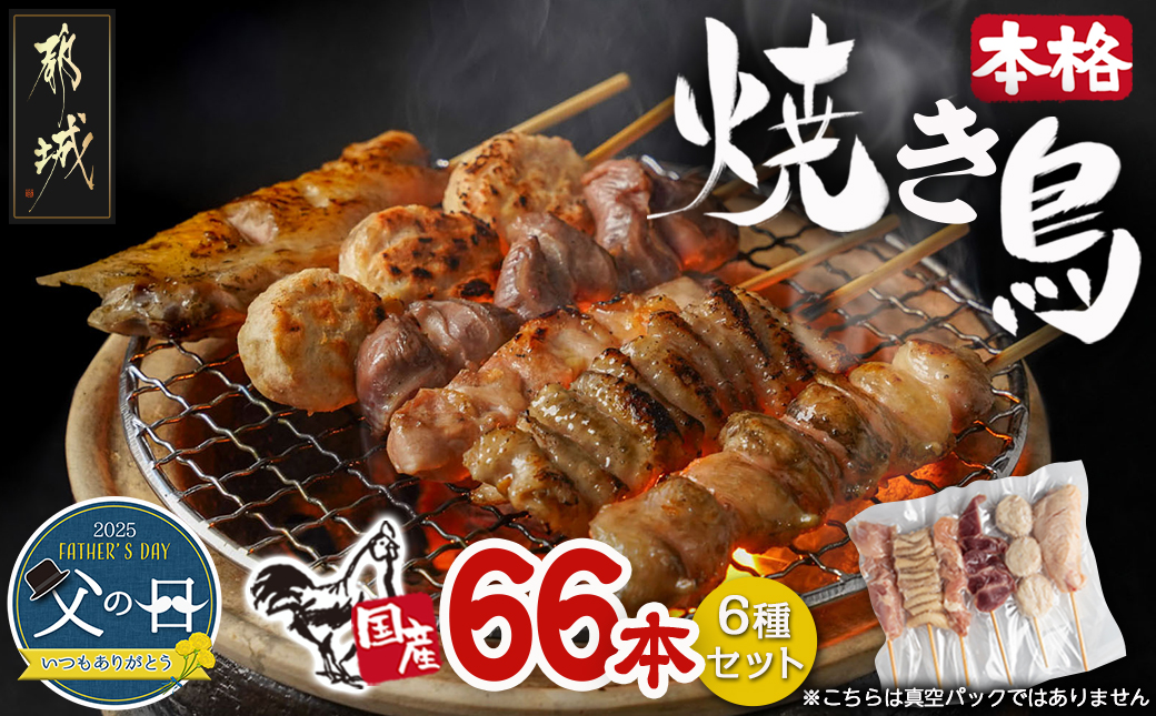 【父の日】職人串打ちの本格焼き鳥66本!!≪6月12日～15日お届け≫_MJ-3312-FG