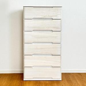 56幅6段 チェスト ホワイト 白 衣類 収納 チェスト タンス たんす 桐材 天然木 国産 大川家具 完成品 大容量