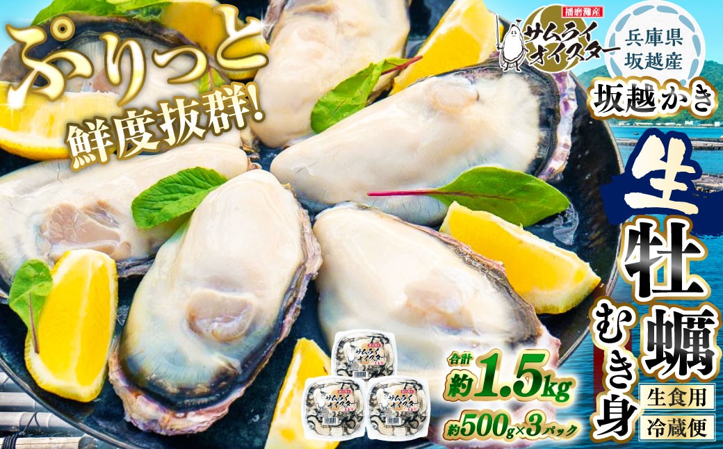 
                  坂越かき むき身 約500g×3パック 牡蠣 カキ 小分け【2026年12月以降発送予定】
                