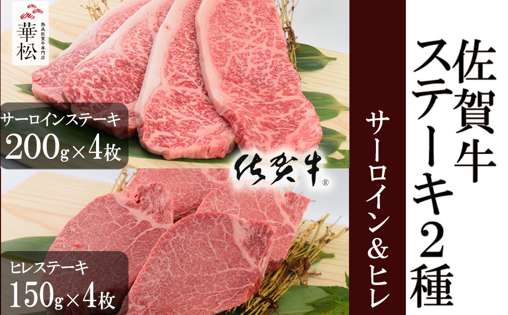 
                  【セット】「佐賀牛」ステーキ2種（サーロイン200g×4枚・ヒレ150g×4枚）
                