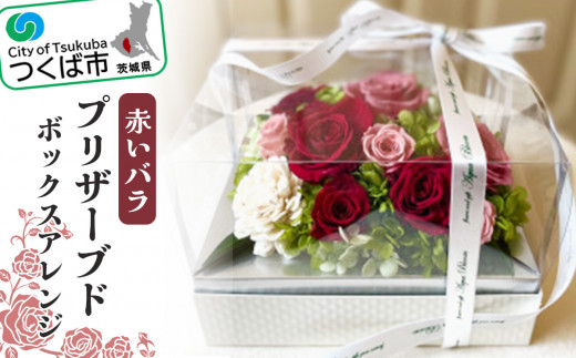 プリザーブドフラワー 赤いバラのプリザーブドボックスアレンジ │ バラ フラワー 花 お花 薔薇 ギフト 贈答 プレゼント おしゃれ アレンジメント アクアブルーム 茨城県 つくば市