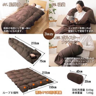 ふるさと納税 韮崎市 ダック93%使用!キャンプの寝袋(シュラフ)にもなる3way羽毛布団(肌掛け)シングル 防災グッズ |  | 02