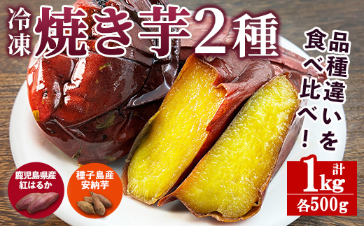 n256 数量限定！「鹿児島県産紅はるかの冷凍焼き芋」と「種子島産安納芋の冷凍焼き芋」食べ比べセット＆サクッとお芋棒(冷凍大学芋)(合計1.18kg) 国産 さつまいも さつま芋 安納芋 安納いも サツマイモ べにはるか おやつ  【ファーム工房】