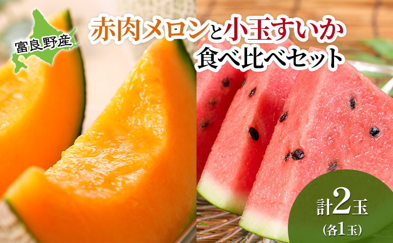 【2026年夏発送】 メロン スイカ 富良野の旨さ 赤肉メロン と 小玉すいか セット 各1玉 北海道 ふらの めろん すいか 西瓜 甘い ジューシー