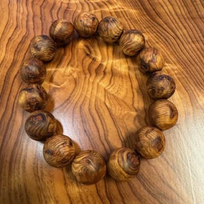 ふるさと納税 太宰府市 屋久杉泡瘤ブレスレット約14mm珠×15玉　無塗装(内周約17cm) |  | 02