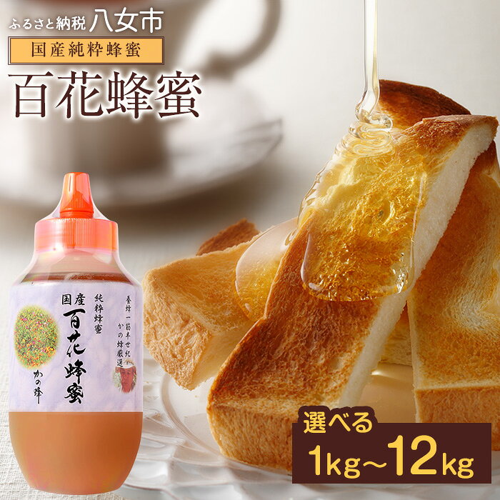 【ふるさと納税】【選べる内容量】かの蜂 国産百花蜂蜜1kg（とんがりポリ容器）養蜂一筋60年自慢の一品 1kg～12kg 国産 純粋はちみつ ハチミツ 非加熱 ハニー 非加工 保存食 防災グッズ