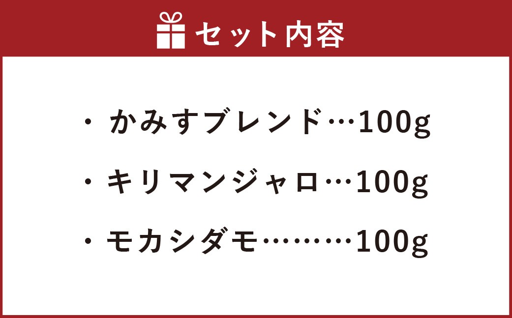 かみすブレンド・キリマンジャロ・モカシダモ アフリカ豆飲み比べセット