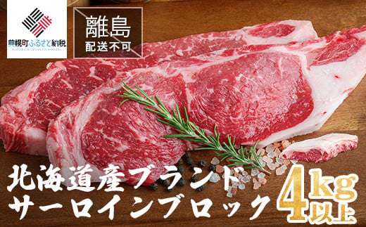 【田村精肉店】北海道産ブランド牛　サーロインブロック　4kg以上【配送不可地域：離島】 ふるさと納税 人気 おすすめ ランキング 牛肉 牛 サーロイン サーロインブロック ブロック肉 大容量 ステーキ 北海道 美幌町 送料無料 BHRJ014