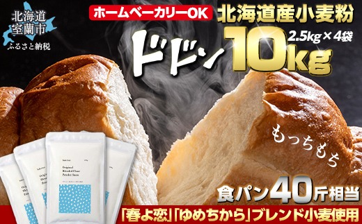 北海道産 「春よ恋」「ゆめちから」ブレンド小麦粉 パウダースノー（パン用強力粉）10kg MROBI012