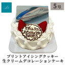 【ふるさと納税】プリントアイシングクッキー 生クリームデコレーションケーキ/5号