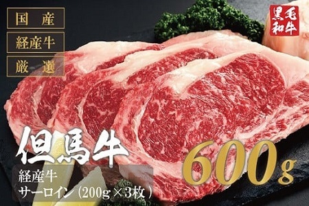 020AA02N.但馬牛経産牛「サーロインステーキ」200ｇ×3／黒毛和牛 ステーキ肉 いちかわ精肉店 経産牛 牛肉 国産 bbq バーベキュー 焼肉 ステーキ サーロイン 赤身 肉 冷凍 焼き肉用