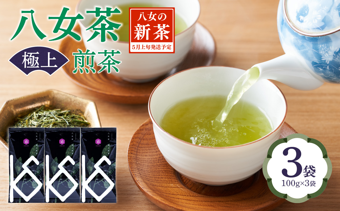 【2026年新茶】八女茶 極上煎茶 100g×3袋 茶 お茶 新茶 八女茶 煎茶 緑茶 極上 福岡県 八女市