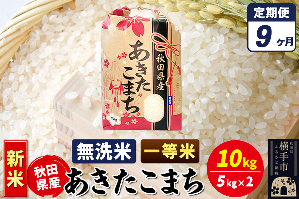 《新米》《定期便9ヶ月》あきたこまち 一等米 10kg【無洗米】秋田県産 こまちライン [新米 こまちライン あきたこまち ブランド米 お米 白米 精米 無洗米 米どころ 秋田 秋田県産]