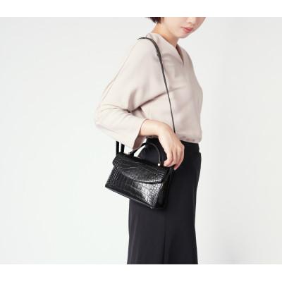 ふるさと納税 御代田町 【濱野皮革工藝 HAMANO バッグ】プティ・フォルム クロコDUE(ブラック×ゴールド) |  | 03