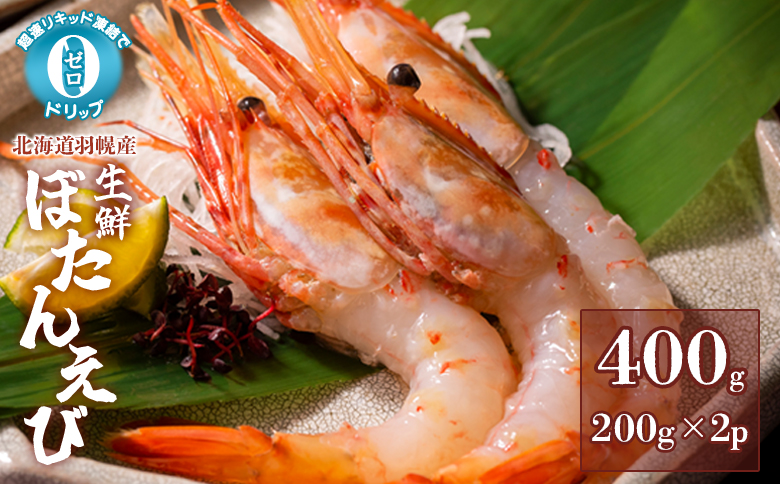 超速リキッド凍結でドリップゼロ! 北海道羽幌産生鮮ぼたんえび 400g | ぼたんえび 200g×2パック 新鮮 海鮮 魚介 甲殻類 海老 エビ 人気 小分け 刺身 丼 贅沢 おつまみ 酒の肴 冷凍 お取り寄せ 北海道 羽幌町【03127】