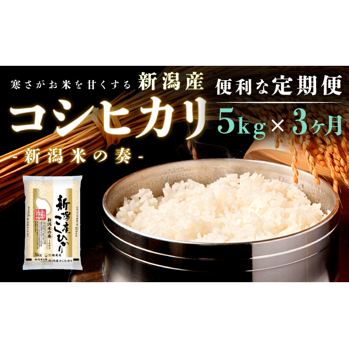 【定期便】新潟産コシヒカリ5kg×3回 3ヶ月