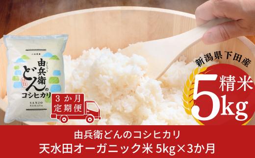 先行予約 [定期便] 天水田で育った コシヒカリ 5kg ×3か月 オーガニック米 新米 令和8年産コシヒカリ 新潟県産 こしひかり  [由兵衛どん]  【035S015】