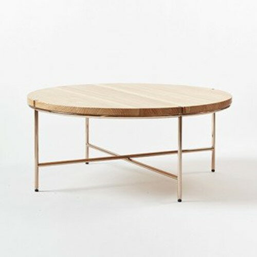【ふるさと納税】＜FIL＞ コーヒーテーブル MASS Series 900 Coffee Table -Natural Wood & Copper Frame-　小国杉 ラウンドテーブル 丸テーブル ローテーブル 机 インテリア 家具 木製 無垢材 天然木 おしゃれ リビング ダイニング ギフト セット Foreque 阿蘇 南小国