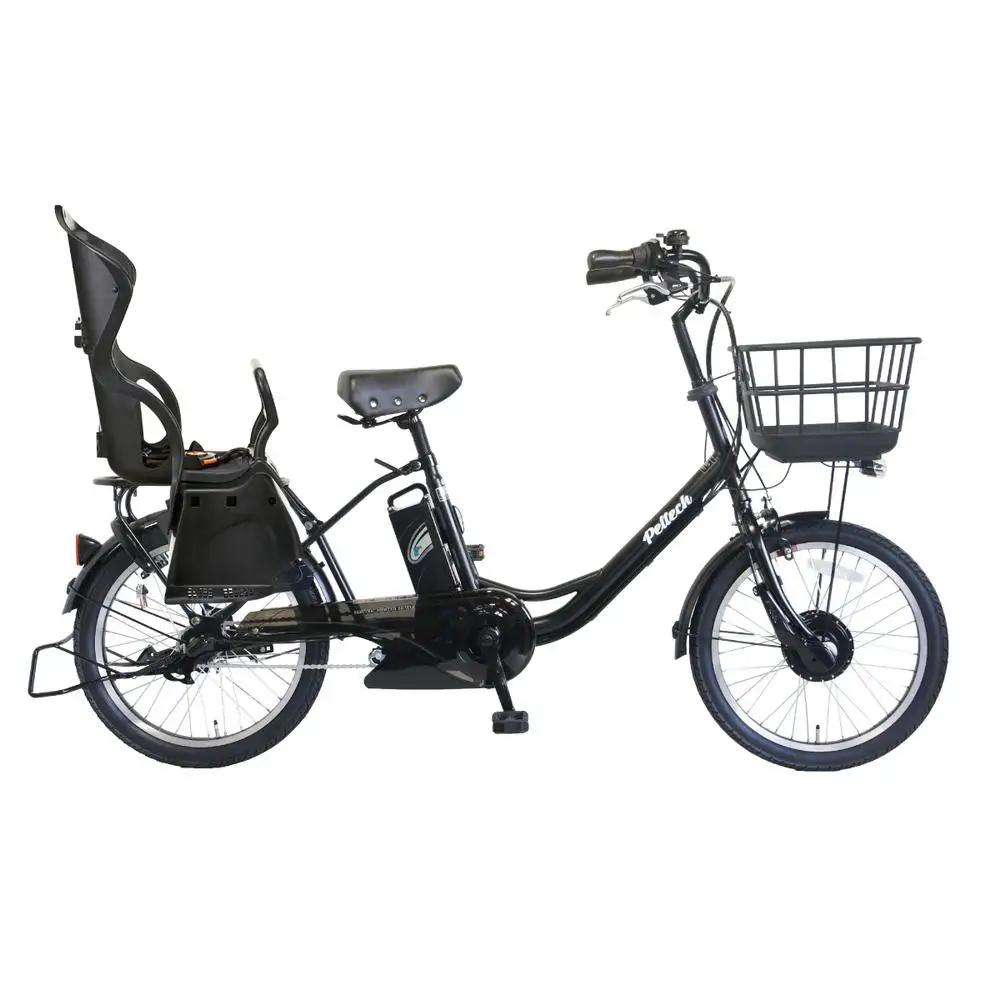 PELTECH ペルテック 100％完成 電動自転車 20型 マットブラック チャイルドシート付 子供 自転車