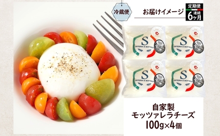  6ヶ月定期便 出来立て新鮮 モッツァレラチーズ100g  ×  4個セット 茅ケ崎産 加工食品 乳製品 チーズ 出来立て 神奈川県産 モッツァレラ 手作り Osteria e Bottega S 神