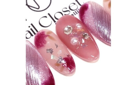 ネイルチップ　ロング【恋色パルフェ】Lサイズ　Antellijan大宮ネイルサロンのハンドメイド　L2-L【11100-2165】