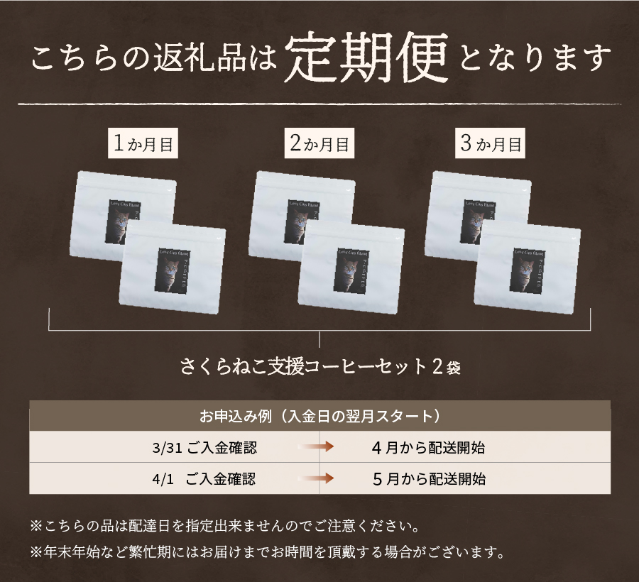 メール便発送【訳ありコーヒー定期便】さくらねこ支援コーヒーセット（ドリップ）3ヶ月