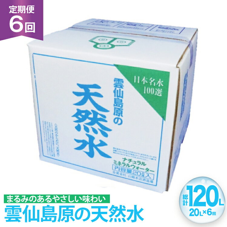 【ふるさと納税】 AJ623 山崎本店酒造場 【6回定期便】 雲仙島原の天然水 20L [ 水 天然水 ウォーター おいしい 定期便 定期 名水百選 大容量 日用品 軟水 長崎県 島原市 ]