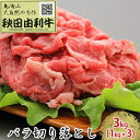 【ふるさと納税】秋田由利牛 バラ切り落とし 3kg（1kg×3パック）　【お肉 牛肉】