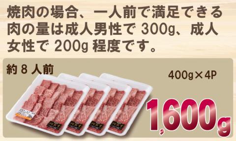 佐賀牛 A5 ランク保証！ 焼肉用 厳選部位 1,600g（400g×4P）