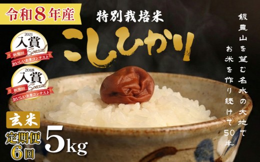 【定期便6回】 令和8年産 特別栽培米コシヒカリ 玄米 5kg ×6回 30kg 先行予約 10月中旬発送開始予定 定期便 新潟 コシヒカリ 特栽米 新潟県産 新潟米 新発田産 米 させ農園 新潟県 新発田市 sase015_202610