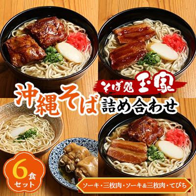 ふるさと納税 南城市 沖縄そば詰め合わせ6食セット(ソーキ・三枚肉・ソーキ&amp;三枚肉・てびち)