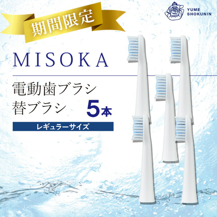 【ふるさと納税】＜期間限定！＞＜メール便・エコ包装＞MISOKA電動歯ブラシ 替ブラシ レギュラーサイズ(5本) ゲキツル 電動ハブラシ 歯磨き はみがき 職人品質 シンプル デンタルケア リピート リピーター 【m06-42】【株式会社夢職人】