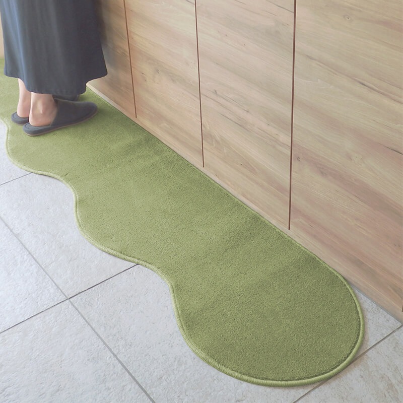 diw0008 北欧風キッチンマット ラグマットタイプ 45×150cm ピーナッツ型 ピスタチオ 抗菌防臭 SEK 織人しきもの屋工房