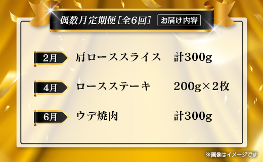 ＜年末年始限定!!＞厳選 黒毛和牛 お肉定期便 偶数月配送［全6回］ 隔月 国産 牛肉 ヒレ ステーキ ロース バラ モモ スライス 焼肉 しゃぶしゃぶ すき焼き 宮崎 数量限定 期間限定 2026年