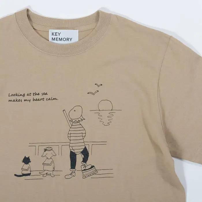 《2》【KEYMEMORY鎌倉】Sea heartイラストTシャツ BEIGE