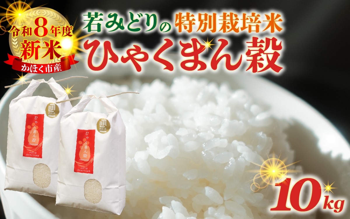 
                  【選べる発送月】【11月～3月発送】若緑産 「ひゃくまん穀」 10kg  特別栽培米 / 令和8年産 新米 白米 精米 こめ コメ ご飯 ごはん おすすめ 食感 国産 10キロ 送料無料
                