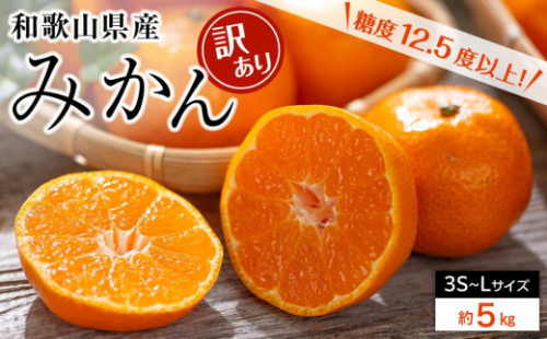 和歌山県産 糖度12.5度 以上 訳ありみかん5kg 3S ～L サイズ混合［MG57］
